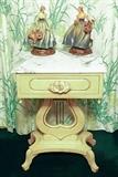 Lyre Base Side Table w/White Marble Top  195.00
