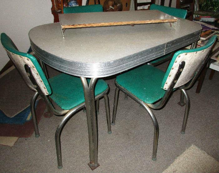 Retro Table with Leaf and Four Chairs