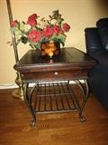 Wrought Iron/Glass End Table (2 available)