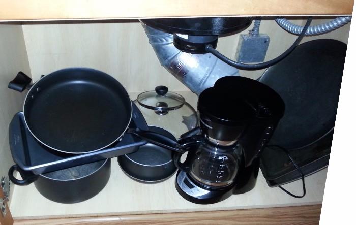 Kitchen essentials - coffee, pot and pans