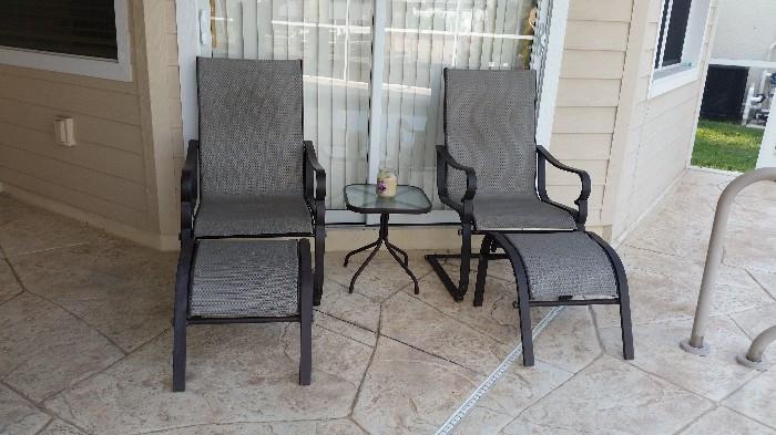Outdoor chair & ottoman set with small table