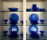 Collectible cobalt blue depression glass set.  Lots of pieces! 