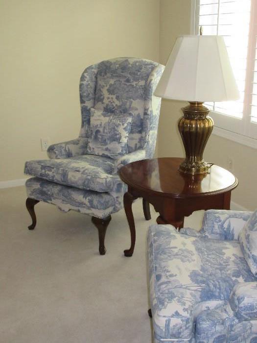 BLUE TOILE WING CHAIRS 