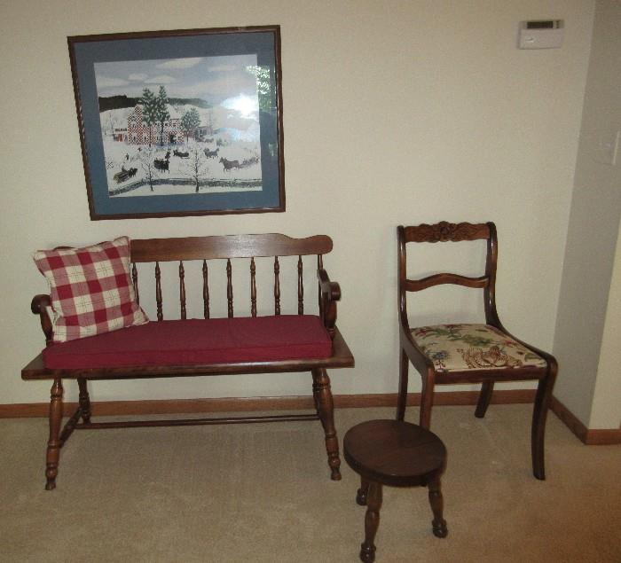 COLONIAL BENCH / SIDE CHAIR / MILKING STOOL / PICTURE