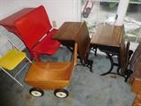 Antique school desks etc.