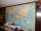 Huge 10' x 6' framed vintage world map