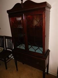 1920s Mahogany lighted china cabinet