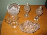 pressed glass and other assorted pieces