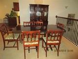 Duncan Phyfe table with 6 chairs(2 armed/captain) nicely upholstered 
