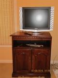 Tv stand, small entertainment stand and flat screen TV