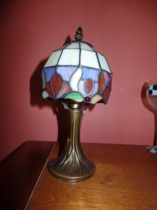 2 of 2 matching small stain glass lamps