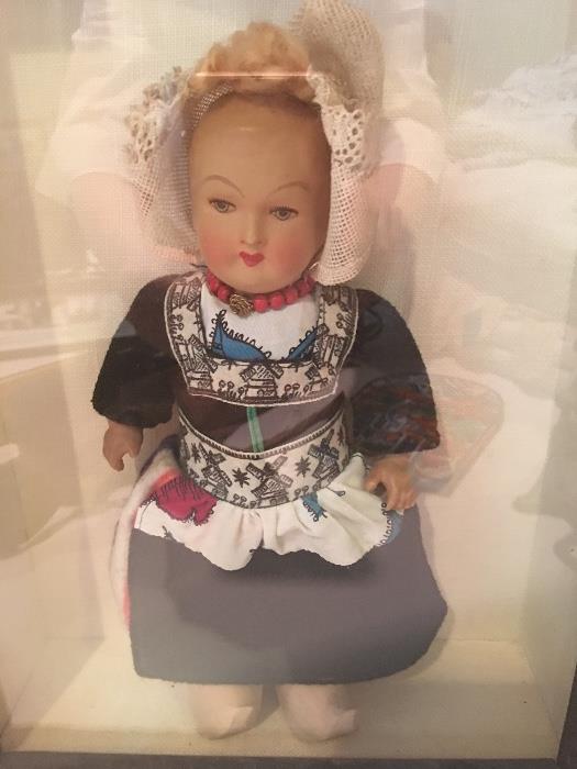 Antique Dutch doll in case
