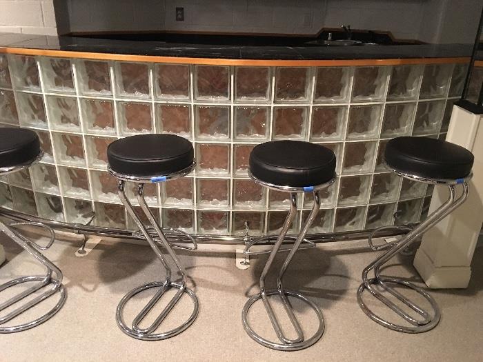 Four of six retro diner stools