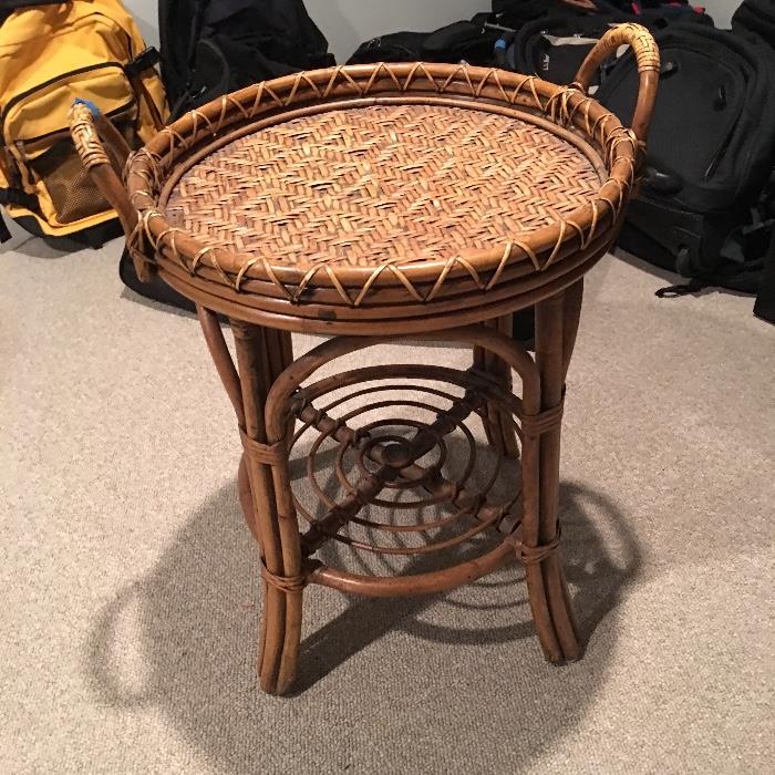 Tray top rattan side table