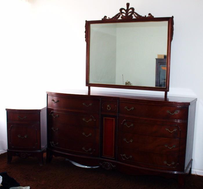 ANTIQUE CHEST OF DRAWERS AND NIGHT STAND