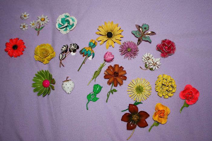 ENAMEL FLORAL BROOCHES