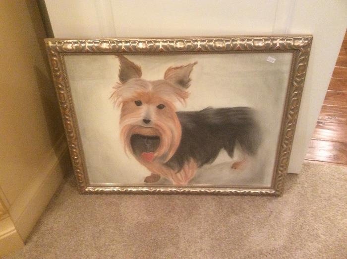 Large hand painted painting of dog