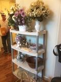 Lots of artificial designer floral arrangements, Lenox, potteries...