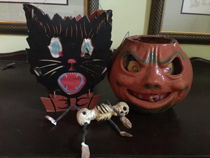 Antique paper mache Halloween Candy Container and more!  So much more to come!