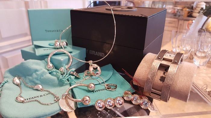 Nice selection of Tiffany Jewelry, Lalique Earrings and Lucky Brand Watch 