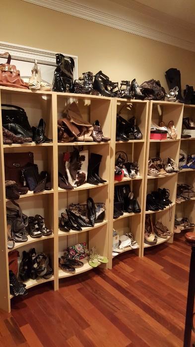 Great selection of womens shoes 7 1/2, 8, 9, 9 1/2 &10.  Include BCBG, Brighton, Born, Coach, Cole Haan, Donald Pliner, Joan & David, Lucky, Paul Green, Steven, Stuart Weitzman, Talbots. Just to name a few.  Purses include Brighton, Billie Ross of Palm Beach, Coach, Coccinelle, Charles Jourdan, Calvin Klein, Cole Haan, Donald Pliner, Francesco Biasa, Louis Vuitton, Mary Francis, Michael Kors, Vintage Prada, Shanghi Tang just to name a few 