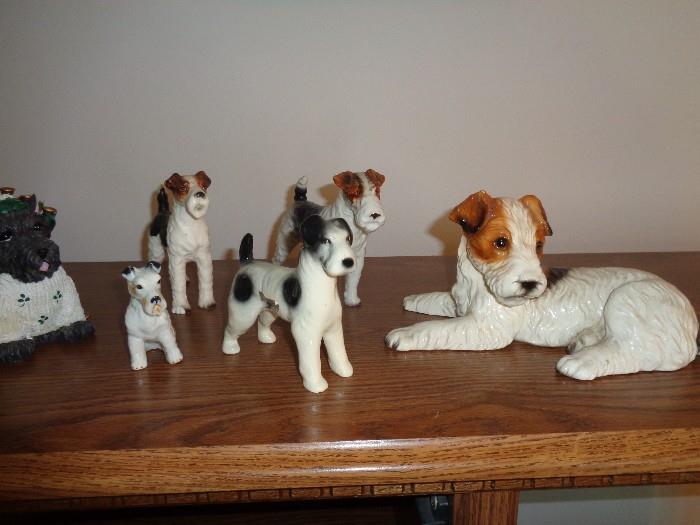 Collection of ceramic dogs - one by Goebel