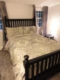 Boston Interiors bedroom set.  Color: Black.  Full size bed with head board and foot board.  Matching dresser.