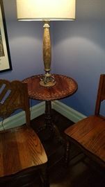 Inlaid table with lamp
