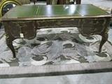 Antique Desk With Green Leather Top