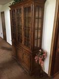 Drexel hutch with lighted interior and grooves to hold plates- beautiful!