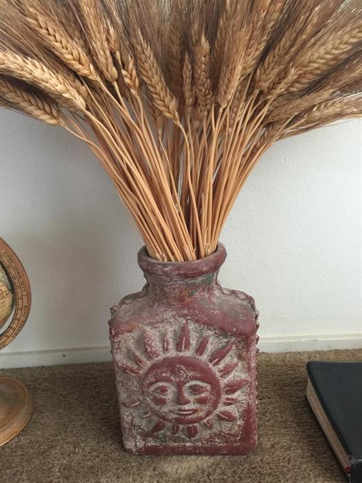 Vase with Decorative Wheat