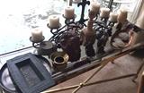 Decorative Items and Brass and Glass Table
