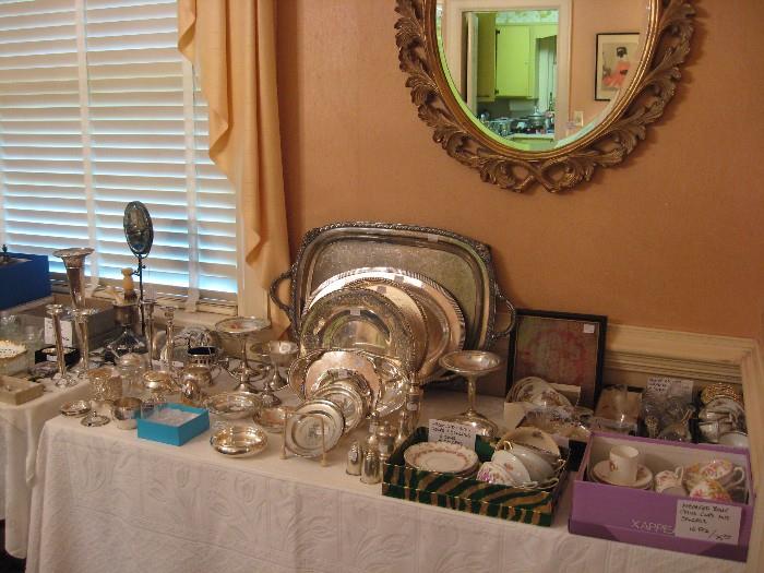 Selection of sterling, silver plate, china, etc.