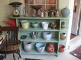 More items on the sun porch.  Selection of items in a retro display cabinet.