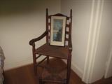 Possible E.A. Clore arm chair and footstool.  Japanese woodblock print