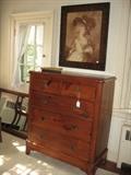 Antique pine chest of drawers and print of the Duchess of Devonshire - wonderful frame!