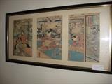 Japanese woodblock print Triptych