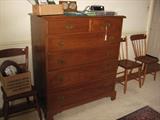 Suter's chest of drawers and three of 4 assorted side chairs.