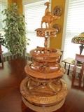 Hand carved wood multi-dish serving tower