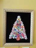 Lighted jeweled Christmas tree framed for wall art