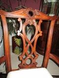  Formal Dining Arm Chairs Upholstered Cream Seat Carving Foot Cherry Wood. Elegant Carving Chair Back Support.