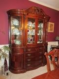Stunning Broyhill lighted china cabinet/buffet with curved glass and serpentin front