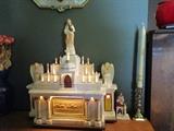 Antique Noma Glolite Last Supper Lighted Temple Altar Chalkware Structure 18 lights