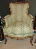 Antique parlor feather cushion armed chair