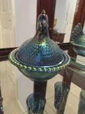 Carnival glass hen