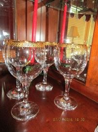 Gold trim wine glasses