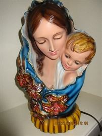 Lighted Madonna with Jesus statue from Columbia Statuary