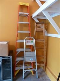 2 ladders and step stool, two door dual temp wine/drink mini refrigerator/cooler