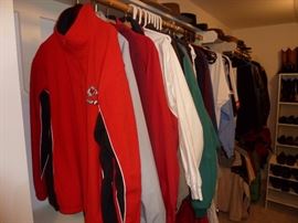 Men's clothing 38-40 mostly medium, a few large. New or dry cleaned. Leather hats and more.