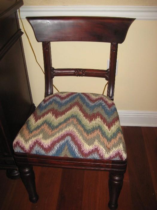 ONE OF SIX MAHOGANY DINING CHAIRS